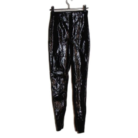 ASOS Size 0 Black High Shine Crinkle Pants • Sleek Club Vibes • Bold & Edgy - Picture 1 of 5